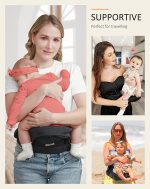 BABYMUST Hip Seat Baby Carrier, Advanced Adjustable Waistband &Various Pockets, Ergonomic Carrier for Newborns to Toddlers up to 66lbs, Black - Image 6
